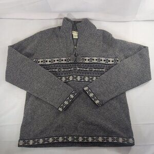 Eddie Bauer 100% Lambswool Knit Sweater Women's XS Gray 1/4 Zip Collared Wool